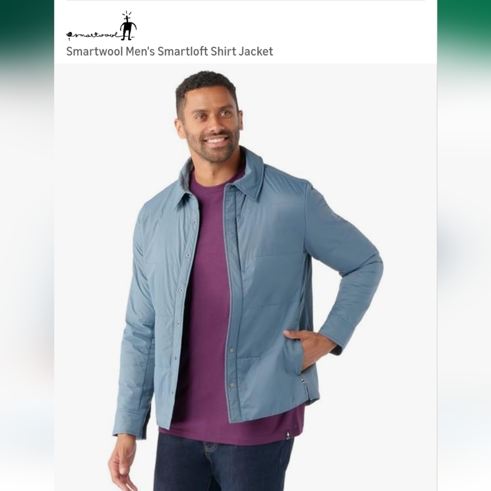 Smartwool Smartloft Shirt Jacket Shacket Merino Wool Pewter